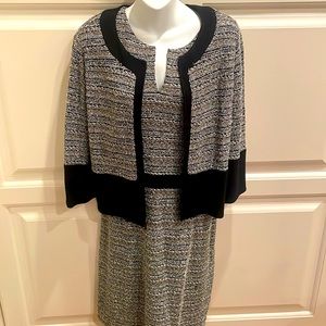 St. John Black and Gray Knit Dress
